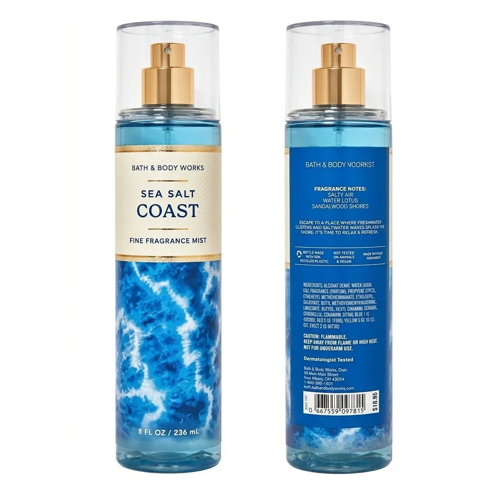 Bath & Body Works Sea Salt Coast Fine Fragrance Mist 8 fl oz Body Spray Blue